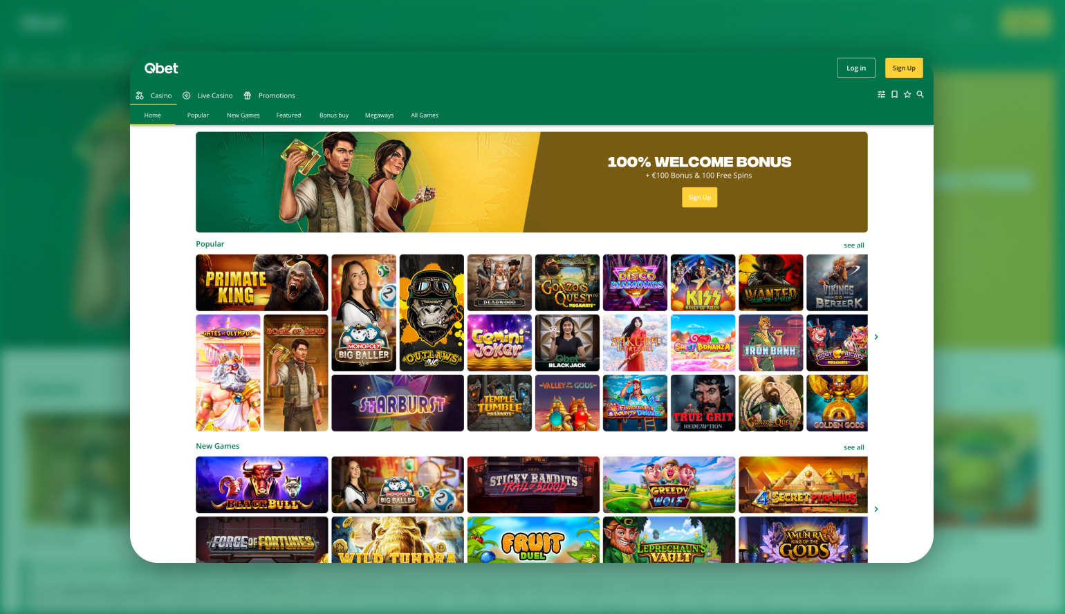 Qbet mobiele app screenshot